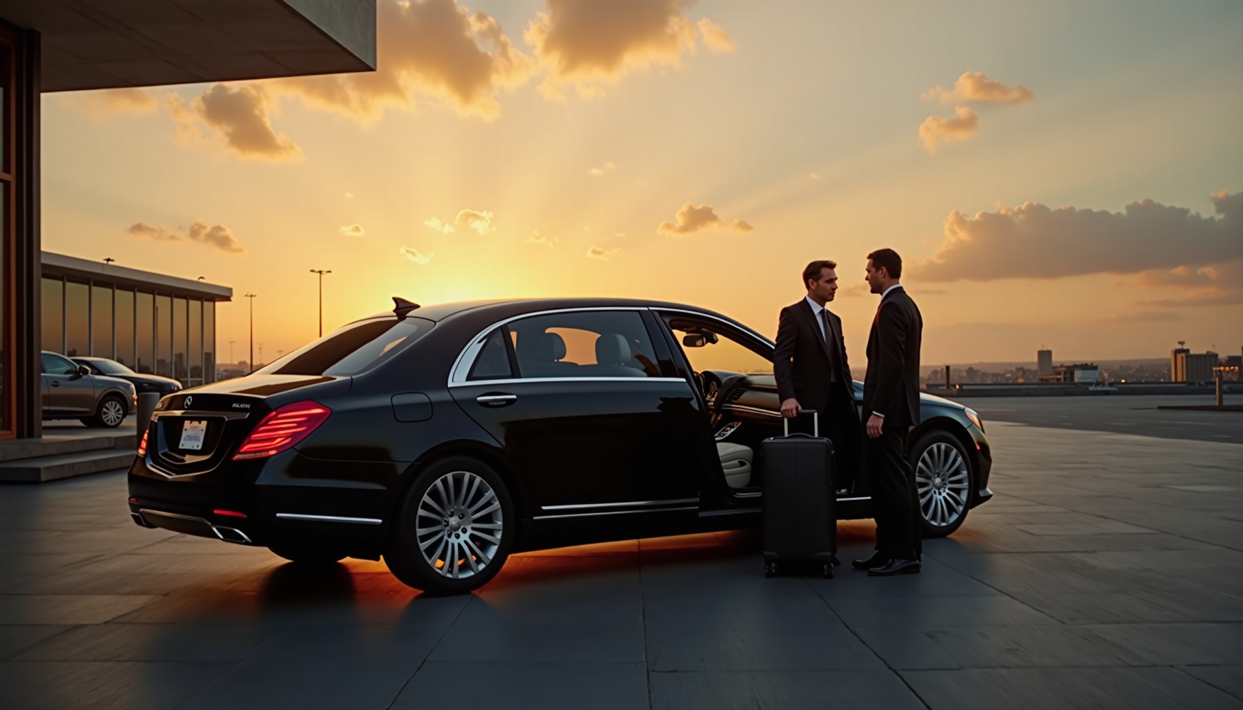 M&V Limousines black luxury sedan providing airport transportation in Bronx
