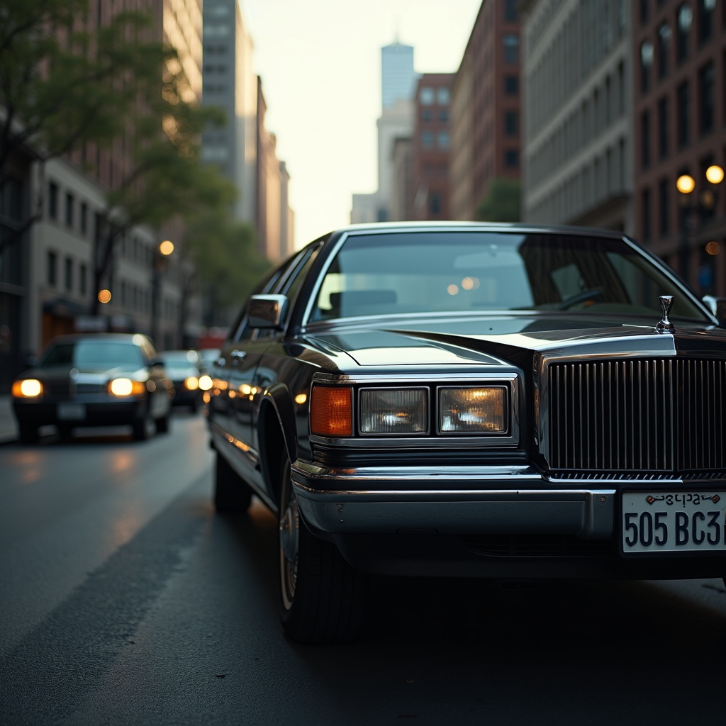 limo in the city during a sunny day