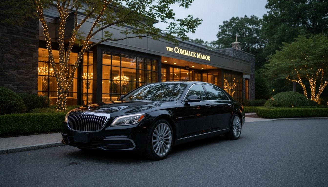 Luxury sprinter van rental parked curbside in Commack NY ready for group transport