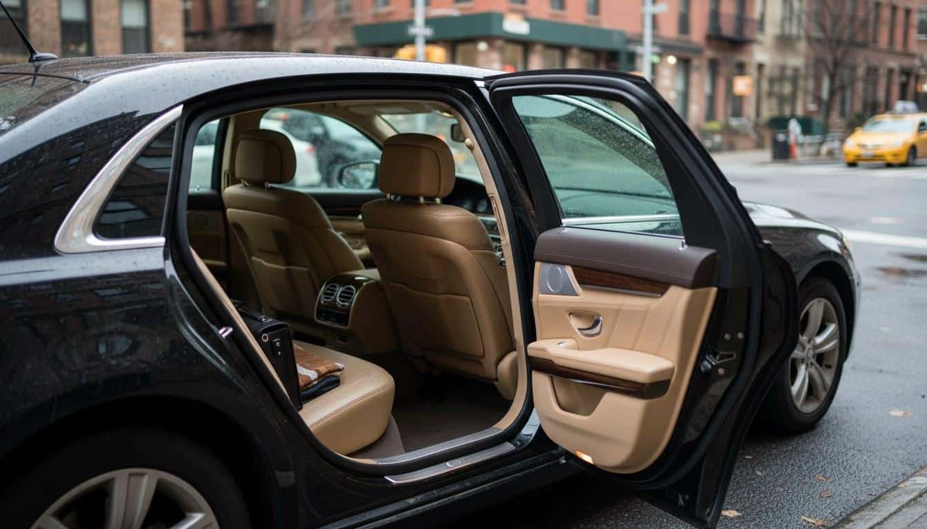Luxury SUV interior cabin prepared for corporate passenger transport in New York
